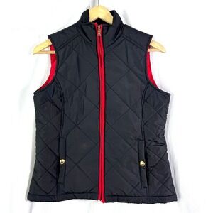 Ralph Lauren Womens Sleeveless Quilt vest Black Red Jacket Sz PS